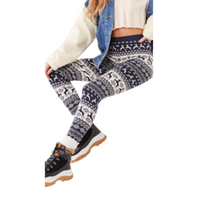 Load image into Gallery viewer, Navy &amp; Ivory Fair Isle Leggings
