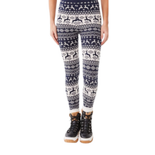 Load image into Gallery viewer, Navy &amp; Ivory Fair Isle Leggings
