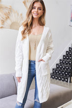 Load image into Gallery viewer, Cable Knit Cardigan Sweater in Ivory
