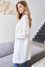 Load image into Gallery viewer, Cable Knit Cardigan Sweater in Ivory
